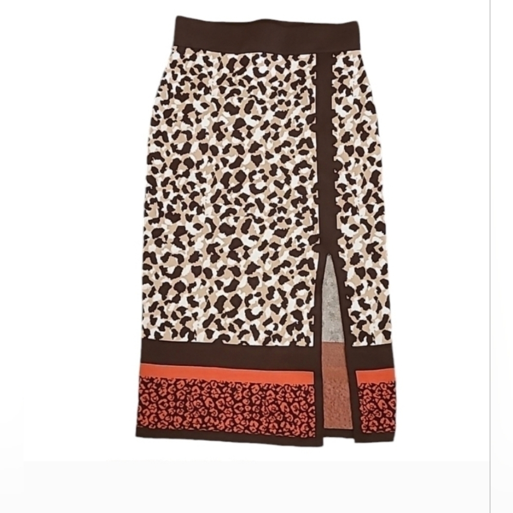 New York & Company 7th Avenue Studio xs midi pencil sweater skirt animal print - Picture 9 of 9